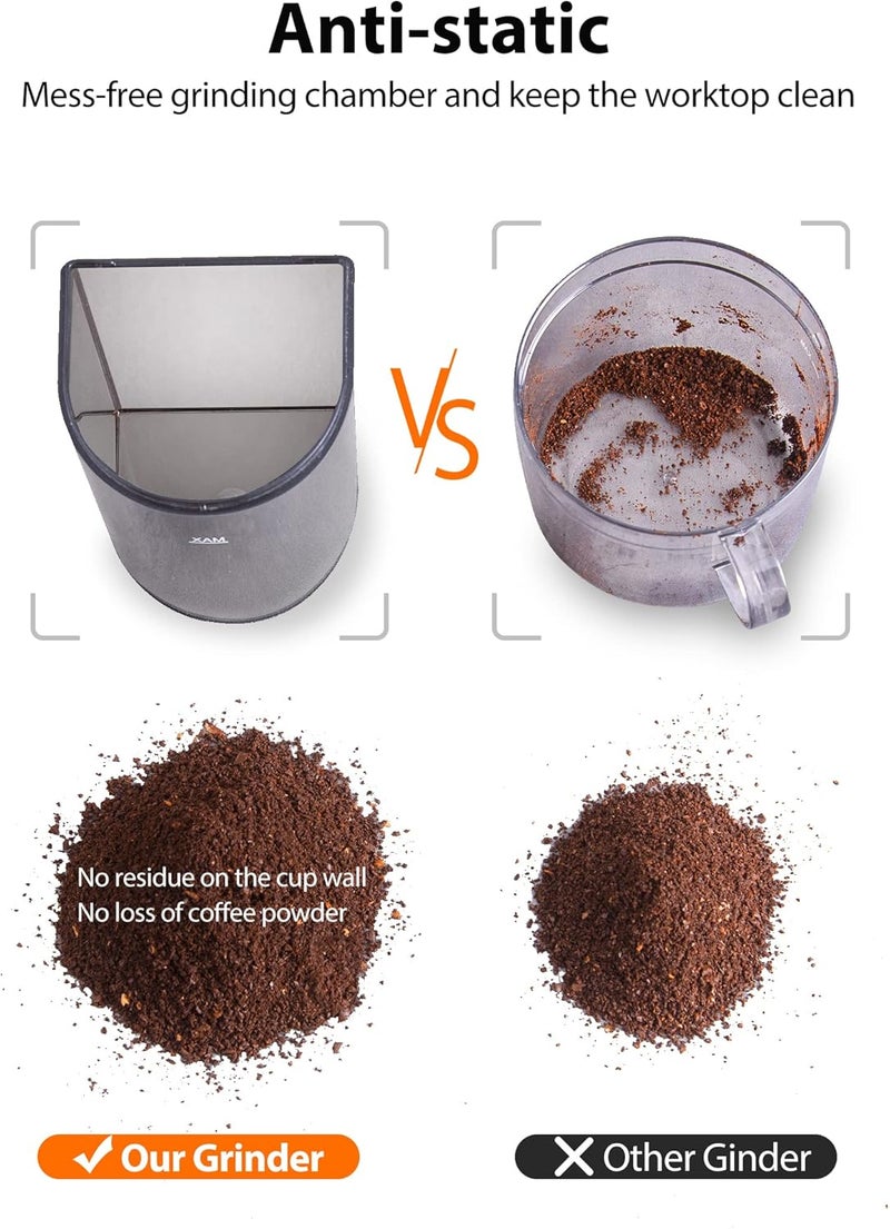 Aromaster's Burr Coffee Grinder with 48 Gind Settings, Conical Coffee Bean Grinder for Home Use,Stainless Steel,40 Seconds Adjustable Timer,Anti-static,Easy to Clean with Brush - Image 5